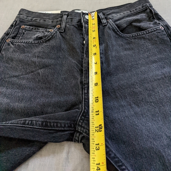 Agolde 90s Mid Rise Loose Jean Shorts Fallen Black - Picture 9 of 12